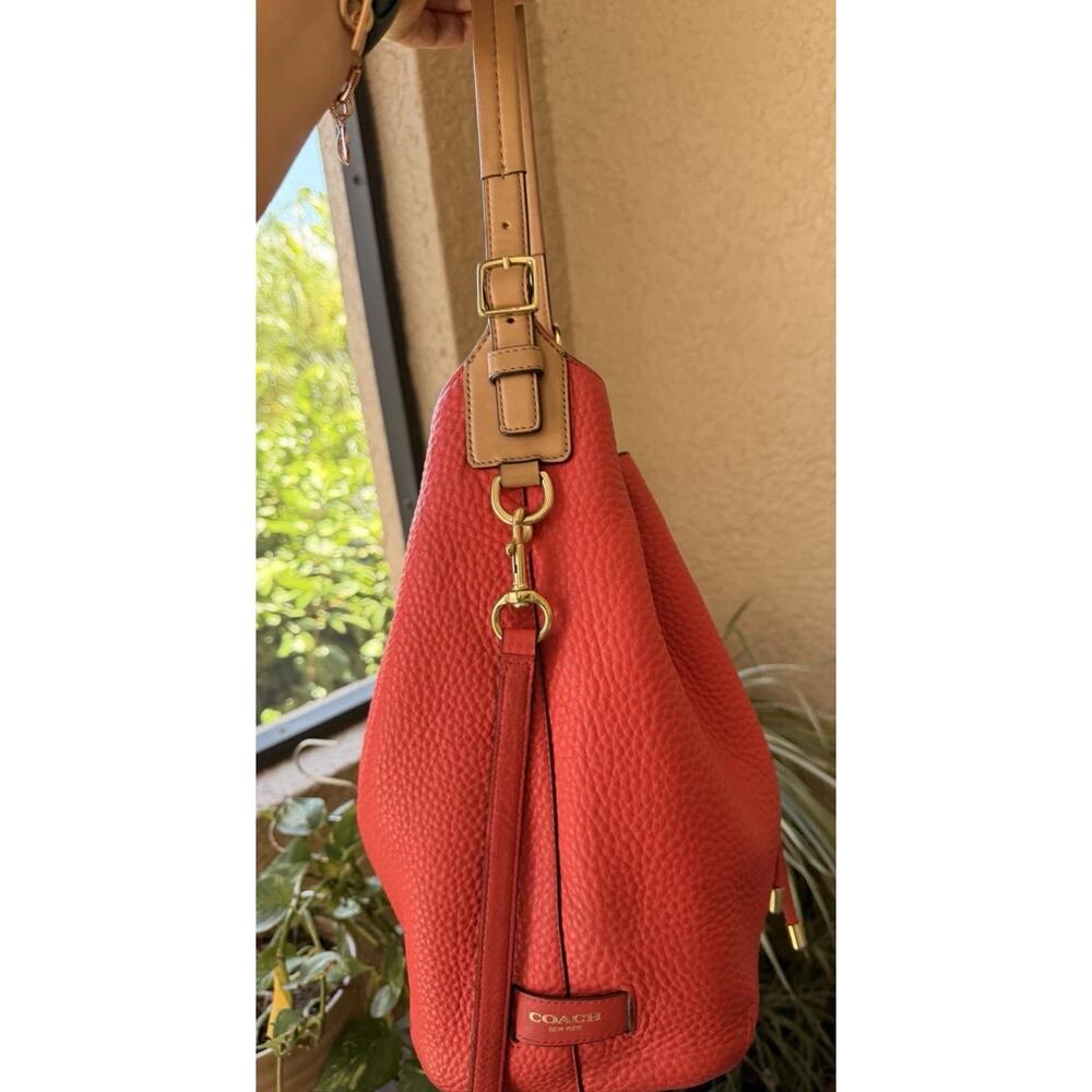 COACH Legacy Dream Soft Red Pebbled Leather Drawstring Bag 25306 Authentic - Picture 15 of 16